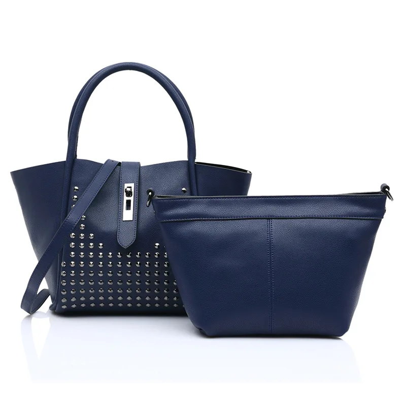 

Europe And America Popular Brand Full-grain Leather Rivet Lock WOMEN'S Bag Shoulder Bag/ Hand Bag Genuine Leather Within Single