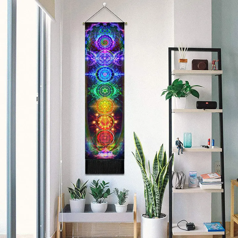 Tapestry Decorations Seven Chakra Decorative Wall Hanging Tapestry Bohemia Tarot Phase Tassel Tapestry Boho Art Tapestries For Bedroom Office Decor
