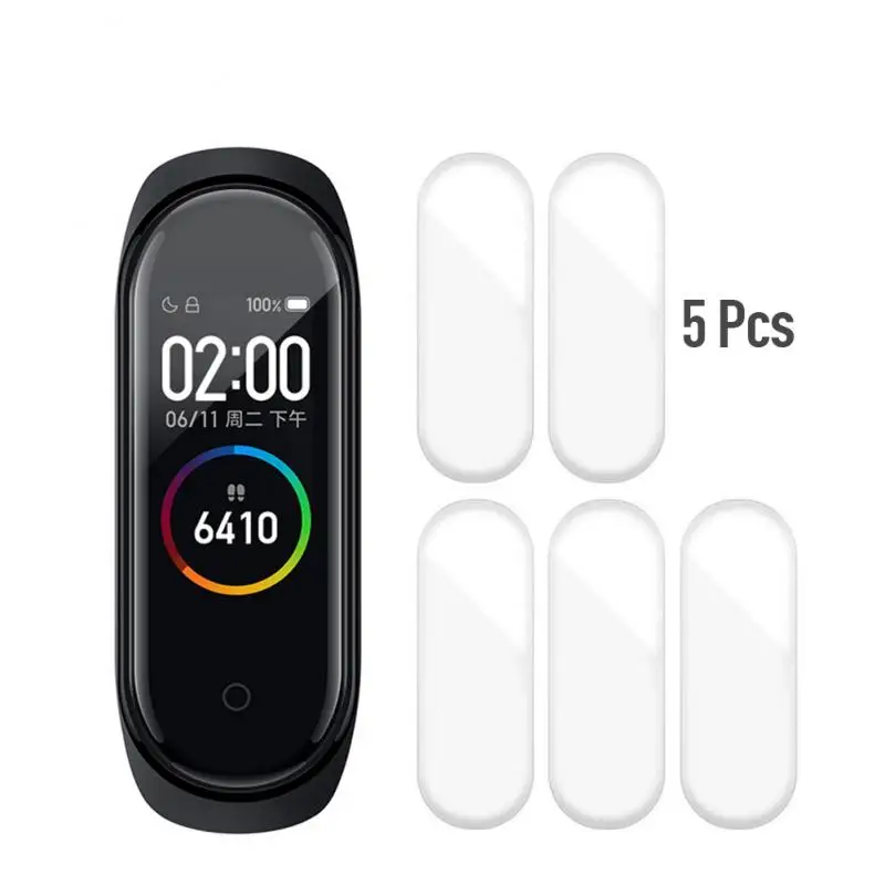 5Pcs 3D Protective Glass For Xiaomi Mi Band 3 4 5 Screen Protector For Miband 3 5 4 Cover Smart Watchband 4 Band 5 Soft Film