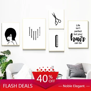 Günstig Leinwand Malerei Haar Stylist Geschenk Haar Salon Wand Kunst Bild Moderne Minimalismus Poster Und Friseur Salon Wand Wohnkultur