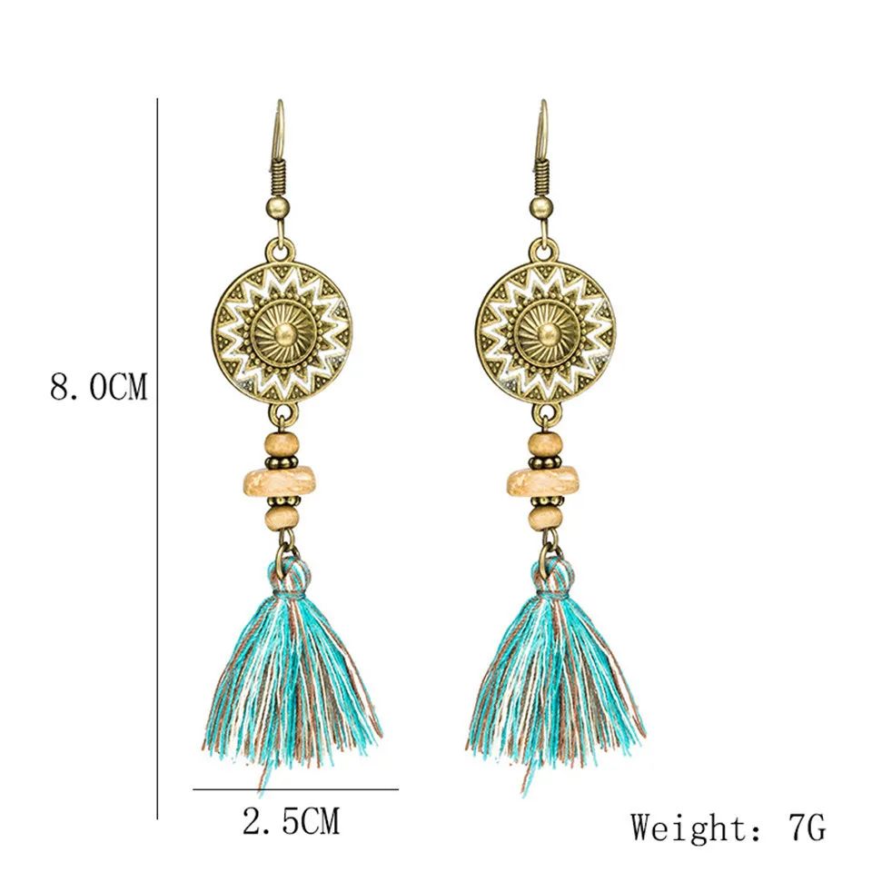 Exaggerated natural stones bead long tassel earrings 2020 New bohemian brincos bijoux Crystal dangle drop earrings women jewelry (29)