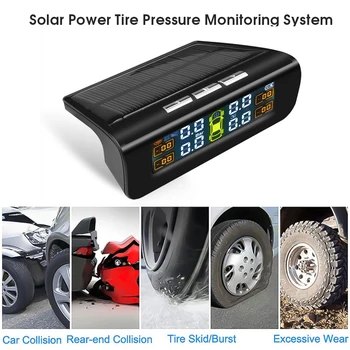 

Kebidumei TPMS Car Solar Power Tire Pressure Monitor System External sensor Temperature warning Auto Security Alarm Systems