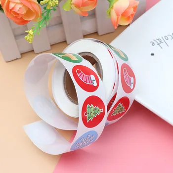 

5 Rolls Christmas Sealing Stickers Round Label Self-Adhesive Candy Bag Stickers