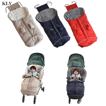 

KLV Winter Baby Stroller Sleeping Bags With Gloves Newborn Cart Footmuff Cover Windproof Warm Envelope Sleepsacksfor Infant