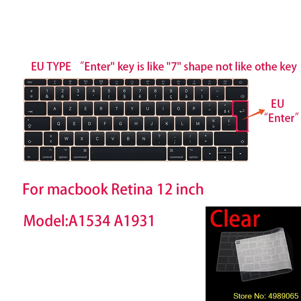 Прозрачная защитная пленка EU/US для Apple Macbook pro13/11Air 13/15 Retina12 дюймов все серии Силиконовый чехол для клавиатуры - Цвет: G