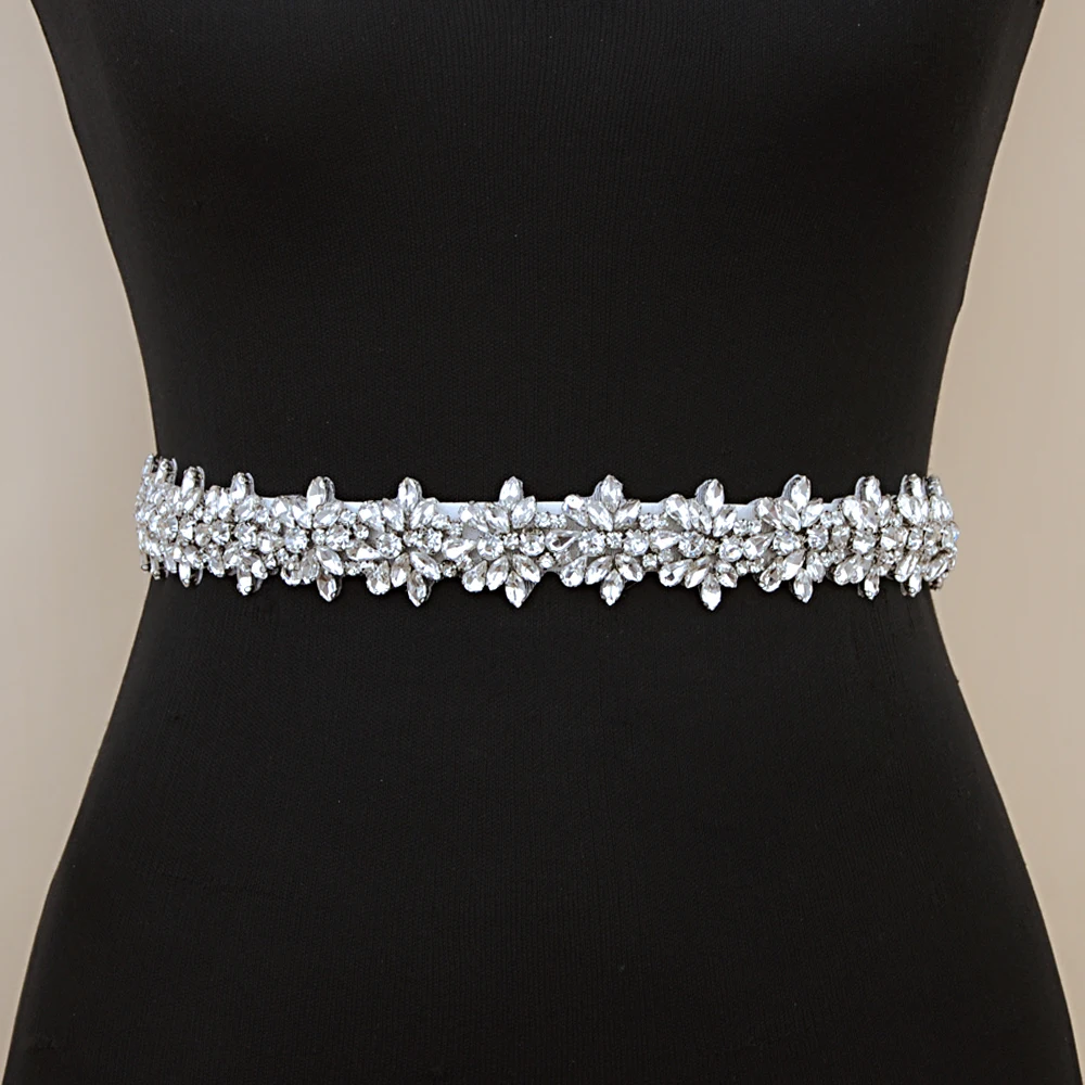 

TRiXY S123-S Stunning Rhinestones Bridal Belts Silver Diamond Bridal Wedding Dresses Belts Sash Wedding Waistband Belt of Bride