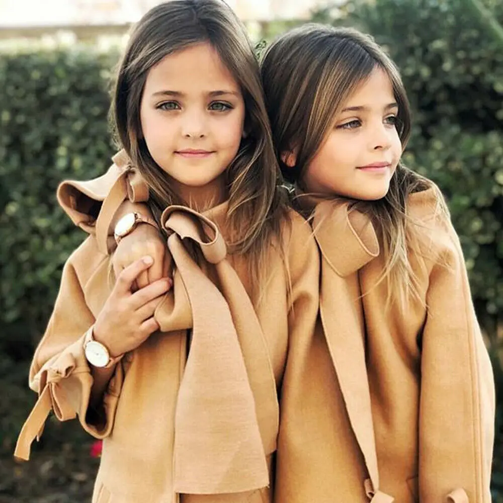 Pudcoco/зимний теплый шерстяной Тренч для маленьких девочек возрастом от 2 до 8 лет ветрозащитное пальто с бантом, однотонное пальто с длинными рукавами, верхняя одежда, куртка