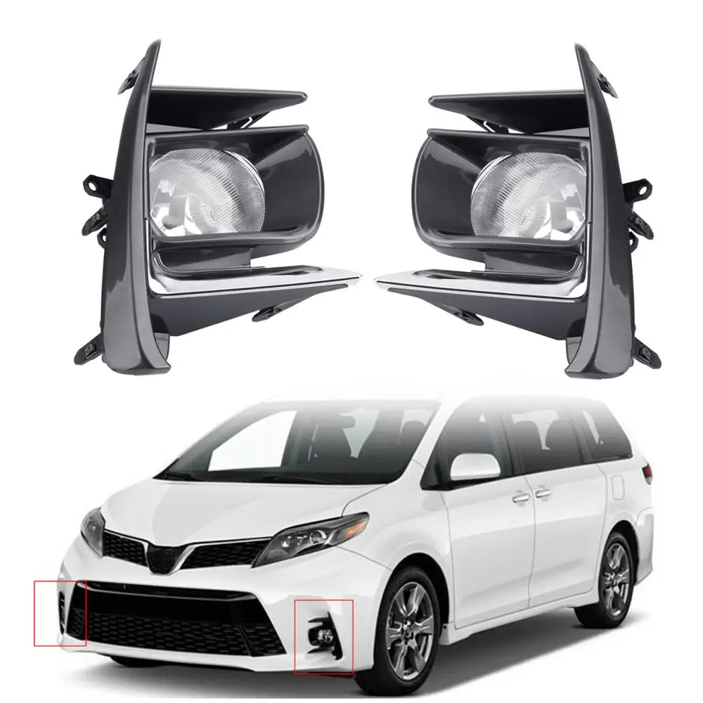 Areyourshop передний бампер противотуманные фары лампы W/ободок+ жгут Комплект для Toyota Sienna- Противотуманные фары комплект автомобильные аксессуары