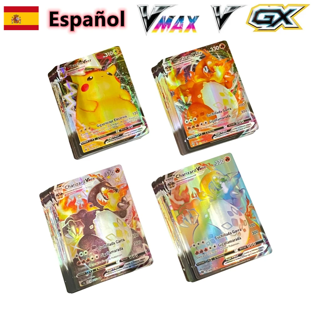 Pokemon Card Spanish Shining Cards Game Charizard VMAX V TAG TEAM GX Rainbow Battle Carte Trading Children Toy | Игрушки и хобби