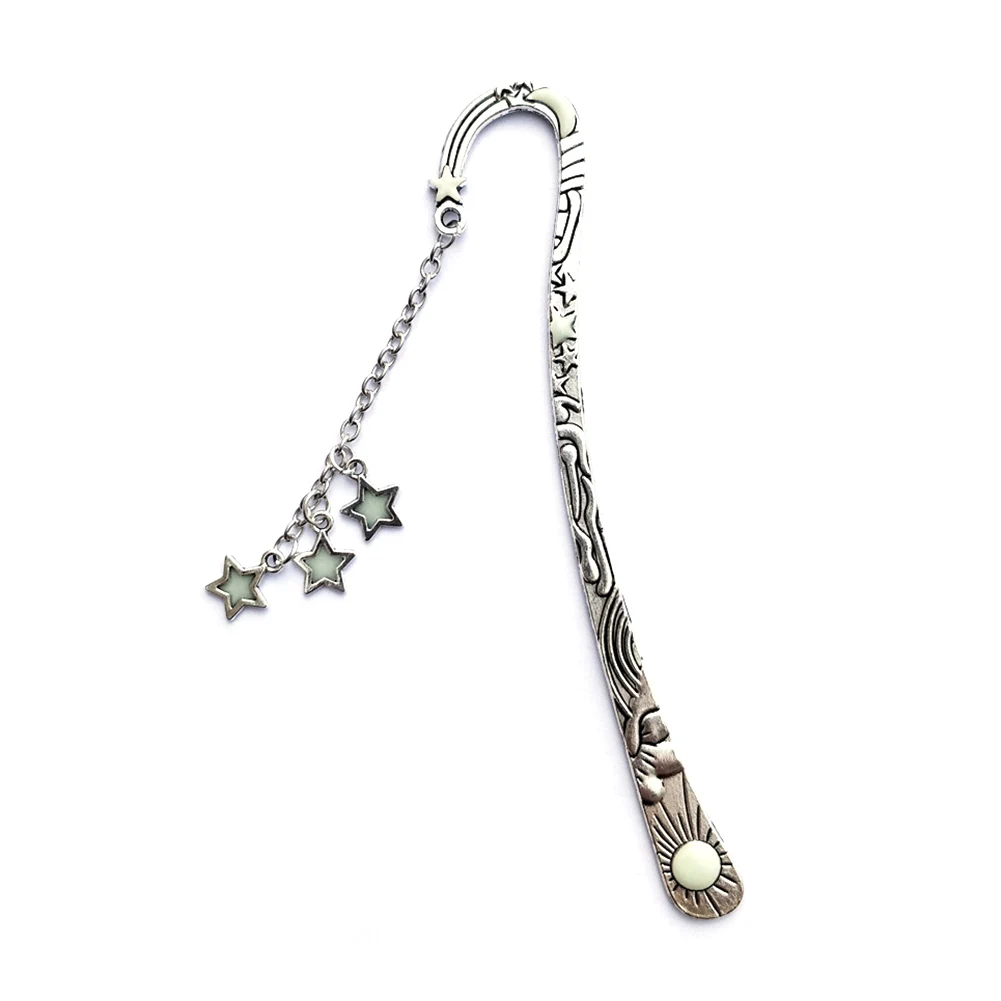 

Star Pendants Glow In The Dark Silver Bookmarks Page Marker Bookmark Metal Book Accessories