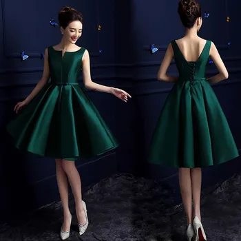 

Fashion Vestido De Noiva Short Design Champange Color Bridal Evening Dress Satin Party Gown Luxury A Line Prom Dress 2020 New