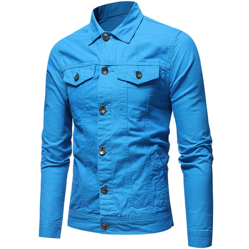 

New Mens Denim Jeans Jacket Slim Fit Button Pocket Jacket Coat Men Male Autumn Classic Retro Vintage Black Blue Washed Coat