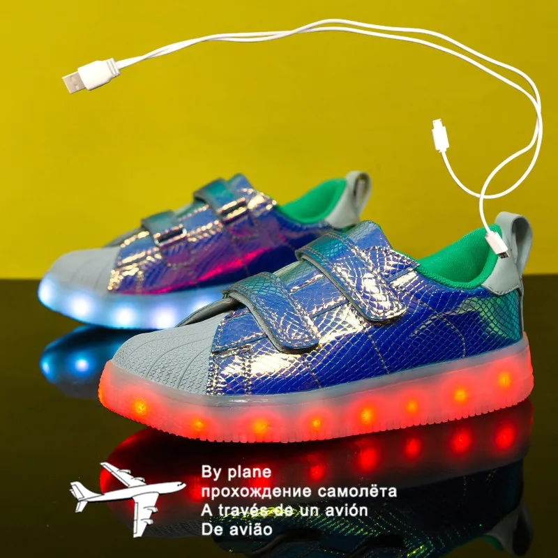 

2021 New Kids USB Luminous Sneakers Glowing Children Lights Up Shoes With Led Slippers Girls Illuminated Krasovki Footwear Boys