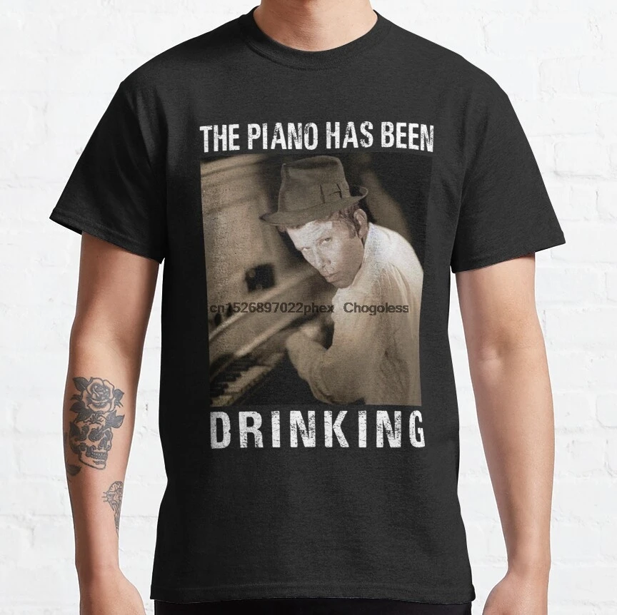 Vintage Black Tom Shirt Waits photograp style distressed T shirt The Piano Has Been by ThomasEmily20 |