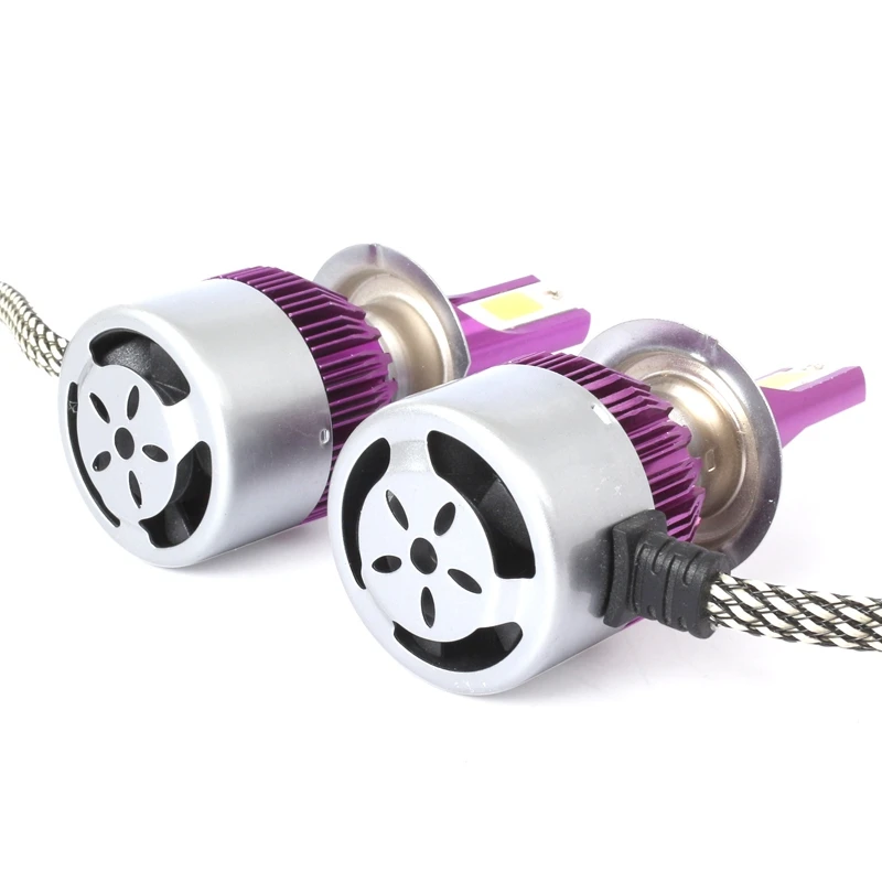 Hot XD-2pcs C6 LED Car Headlight Kit COB H7 36W 7600LM White Light Bulbs purple