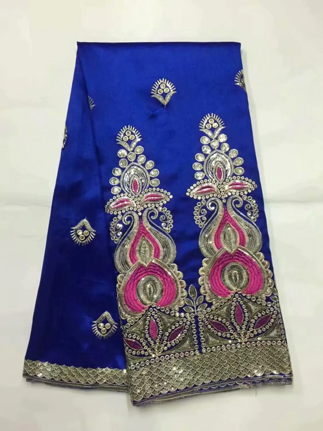blue george lace fabric african 2019 high quality 5yards embroidered nigerian fabrics for wedding dress FB-1020 | Дом и сад
