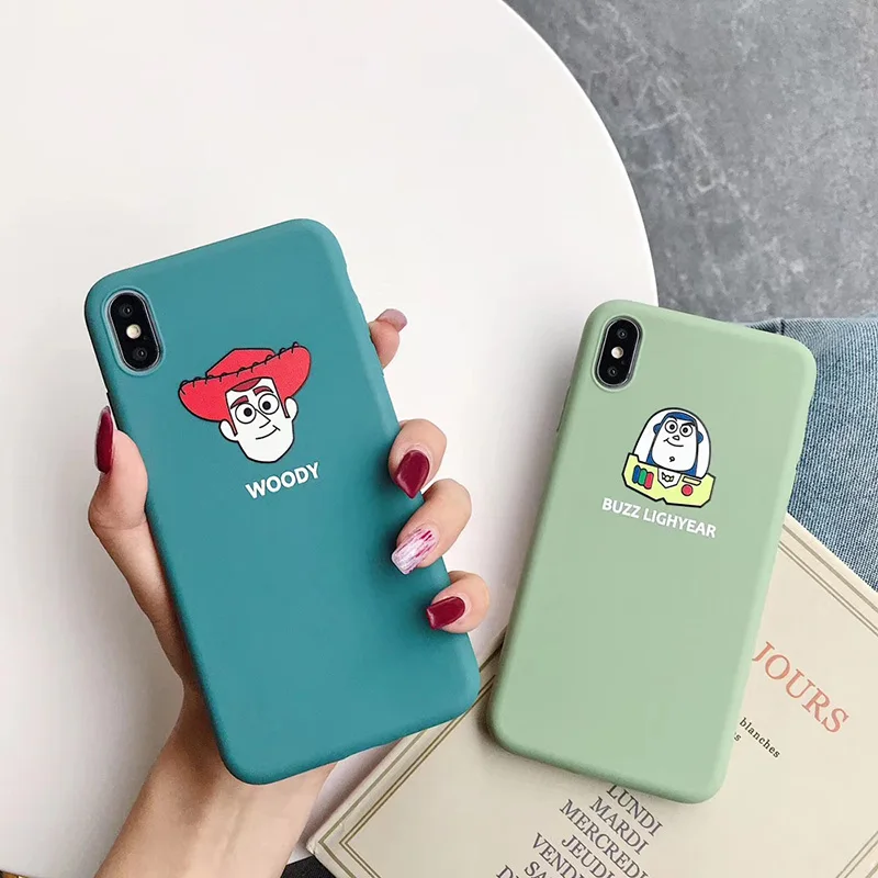

INS character Woody Buzz Lightyear phone case For iphone Xs MAX XR X simple couple For iphone 6 6s 7 8 Plus soft silicon cover