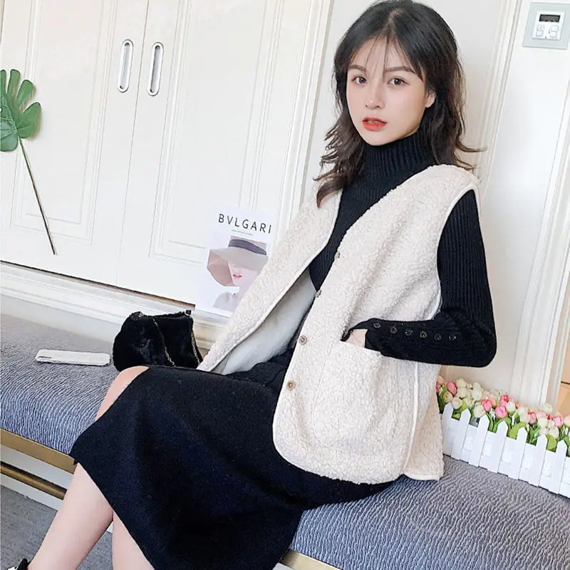 

Early Autumn Knitted Vest Cardigans Women Korean Sleeveless Loose Elegant Sweater Waistcoat Female 2020 Spring Fashion Lady Tops