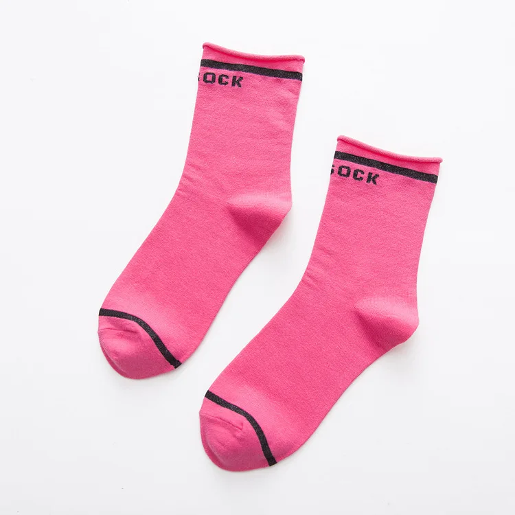 1Pairs Winter New Products Candy-colored Silver Onion Curling Women's Socks Letter Cotton Ladies Tube Socks Christmas Socks - Цвет: SCK001-2-I