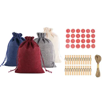 

Christmas Pattern Candy Bag 1-24 Advent Calendar Bundle Cotton Linen Gift Bag Hanging Ornaments Xmas Decor For Home Navidad#BL1