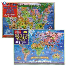 Mapa do mundo quebra cabeça para crianças 200 peça ajuda de aprendizagem & brinquedo educativo para crianças idade 4 e acima