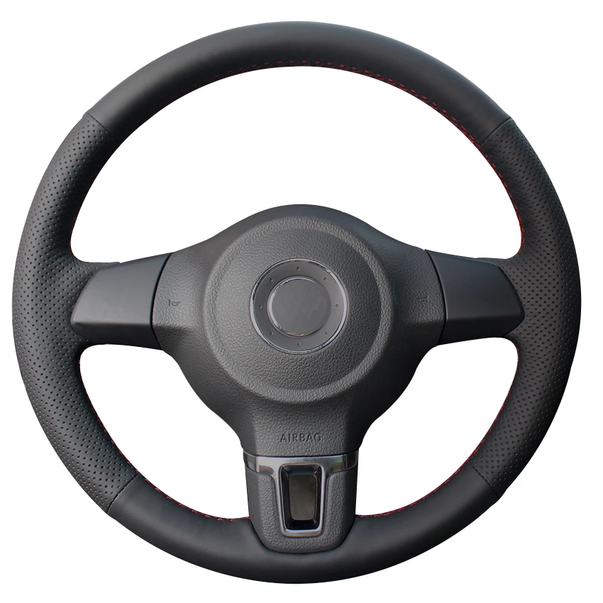 Черные кожаные чехлы рулевого колеса автомобиля для Volkswagen Golf 6 Mk6 2010-2013 VW Polo MK5 2010-2013 авто рулевые чехлы