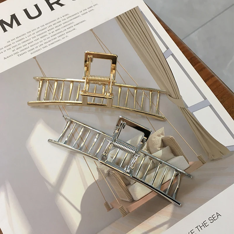 

Women Girls Geometric Hair Claw Clamps Metal Hair Crab T Shape Hair Claw Clip Solid Color Hairpin Large Size Hair Accessories