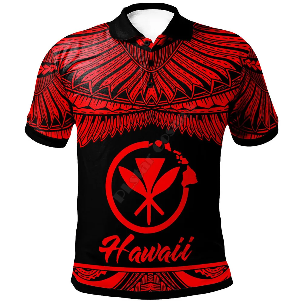 

Hawaii Polynesian Polo Shirt Hawaii Pride Red Version 3D Printed Polo Shirt Men For Women Short Sleeve Summer T-shirt