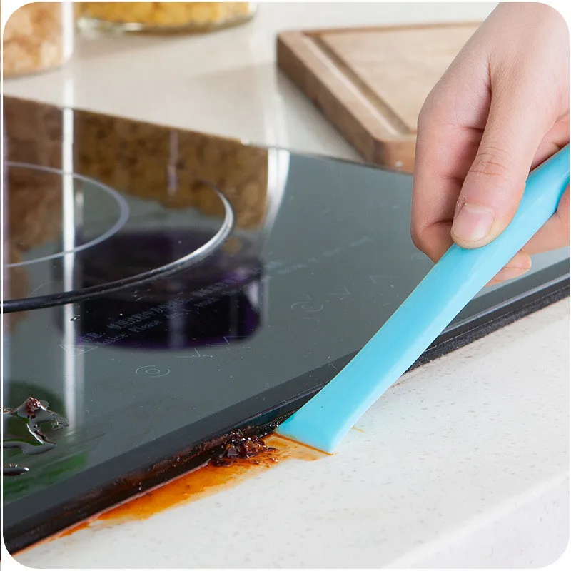 

VIERUODIS Plastic Creative Kitchen Oil Stain Double-sided Cleaning Tool Window Bathroom Gap Floor Cleaning Scraper Random Color