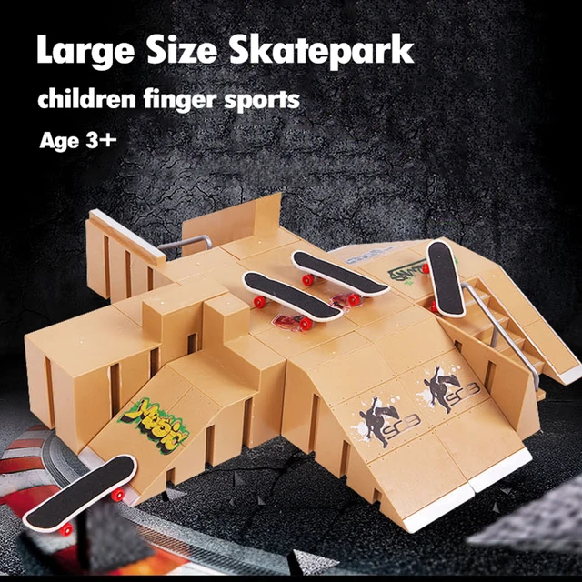 Finger Skateboard Kit Tech Deck Bigger Fingerboard Ramps Skate Park Set Fingers Sport Training Props Skateboard Ramp Toy For Kid 2