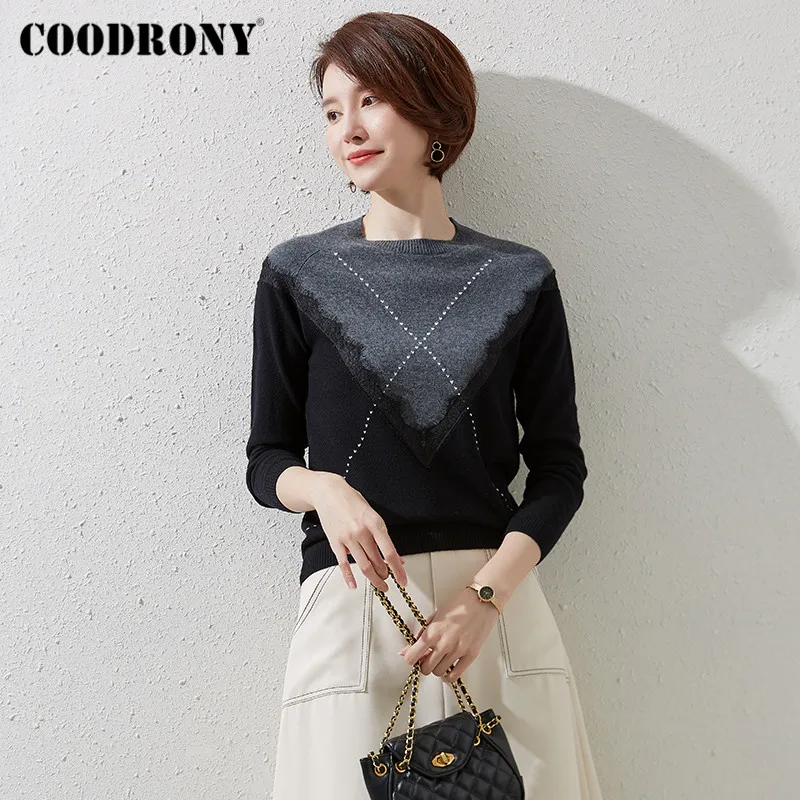 COODRONY Brand Autumn Winter Streetwear Slim Pullover Sweaters Women Knitted Soft Merino Wool Casual Warm Female Jumpers W1117