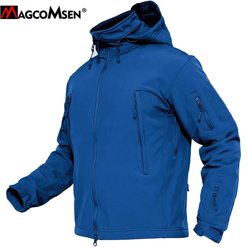 MAGCOMSEN Men's Water Resistant Softshell Jacket with Fleece Lining Winter Tactical Rain Jacket Windbreaker Outwear 