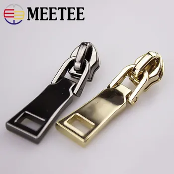 

5pcs Meetee 5# Metal Zippers Slider Zip Puller for Sewing Bags Suitcase Clothing Coat Zipper Head Repair Kit Accessories G6-3
