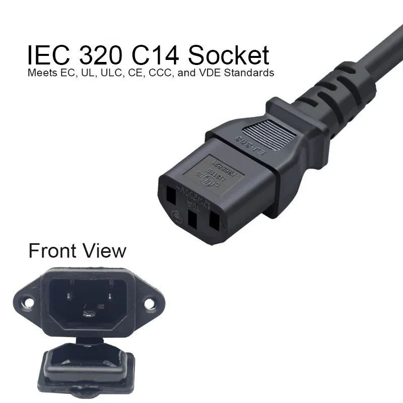 3Pcs AC250V/10A IEC320 C14 Male 3Pin Panel Embedded Power Socket 