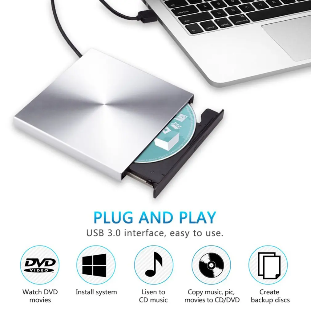 Компактный размер тонкий внешний USB 3 0 ноутбук ПК привод DVD RW CD Писатель горелки