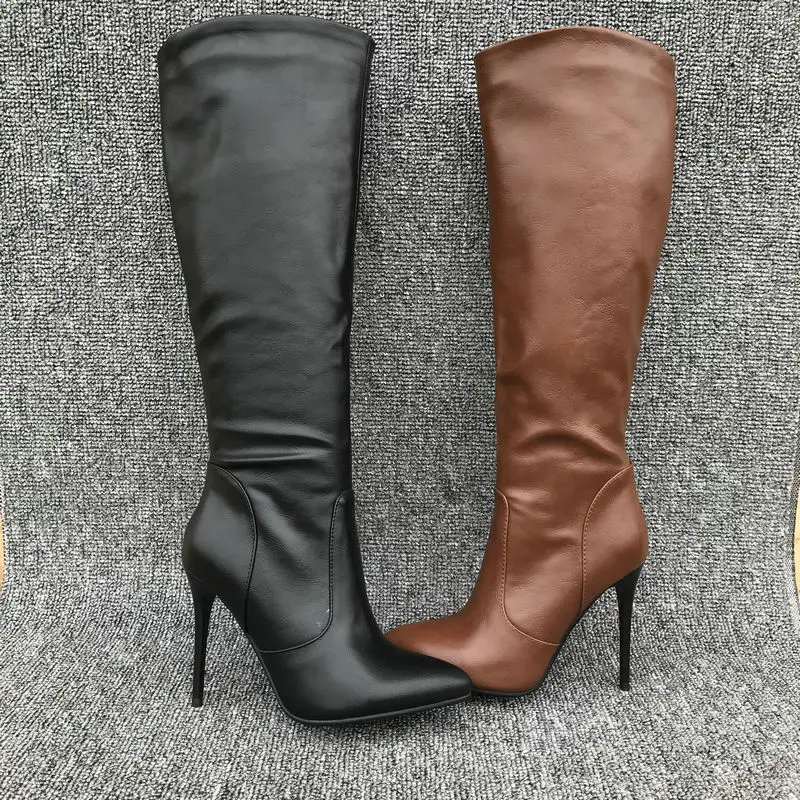 Womens Winter Boots Stiletto Heel High Heels Thigh High Boots Black Brown Knee High Boots Fashion High Heels Boots