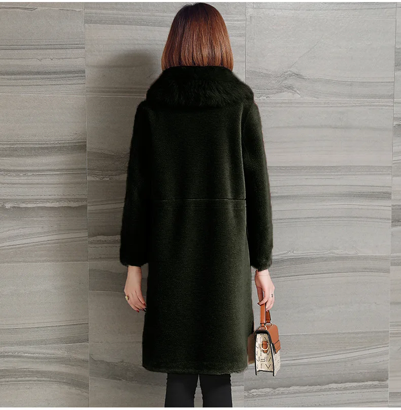 TUHAO Women's Winter Autumn Elegant Middle Age Faux Fur Jacket Female Faux Fur Collar Fur Coat Large Size 4XL 3XL Overcoat
