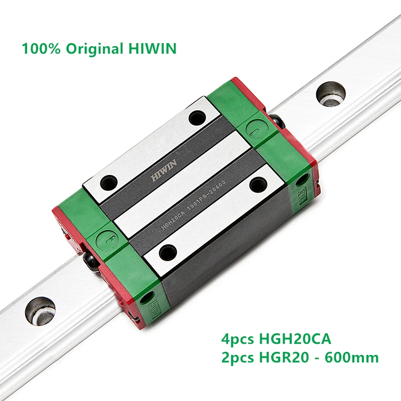 

2pcs 100% ORIGINAL HIWIN Linear Guide rail HGR20 600mm with 4pcs HGH20CA Linear Carriage block