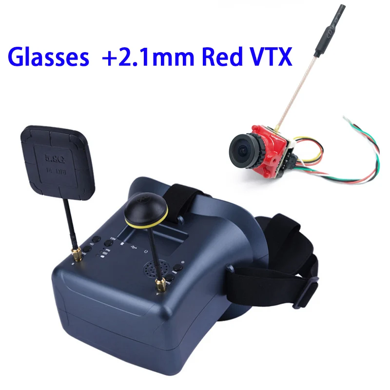 Новые FPV VR очки с DVR авто-поиск 5,8G 40CH FPV очки HD яркость lcd 2000mA и 25/100/200mW камера передатчика - Цвет: Glasses  2.1mm Red