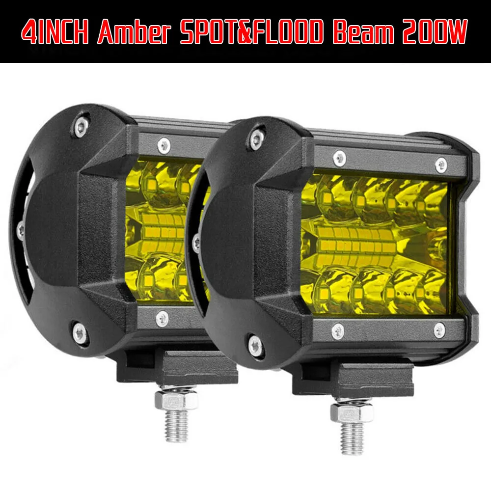 2 предмета в комплекте 9 V-32 V 120W желтый цвет, на возраст от 4 до дюйма автомобиль внедорожник вездеход рабочий светильник осветительный противотуманный Точечный светильник DRL 12000LM ATV светодиодный светильник