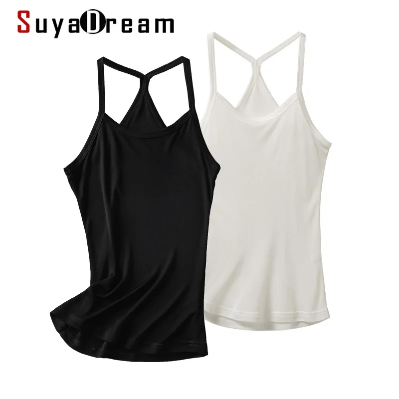 Кофта SuyaDream Женская шелковая однотонная элегантная майка без рукавов из