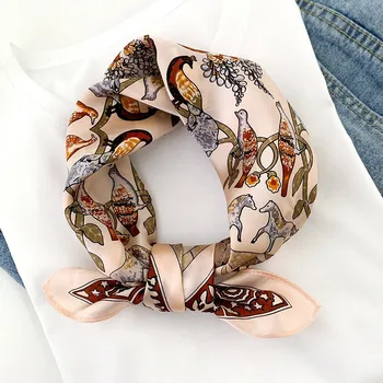 

2020 Nieuwe Zijden Sjaal Voor Vrouwen Haarband Print Lady Halsdoek Bandana 53Cm Vierkante Sjaals Hoofdband Wraps Tie