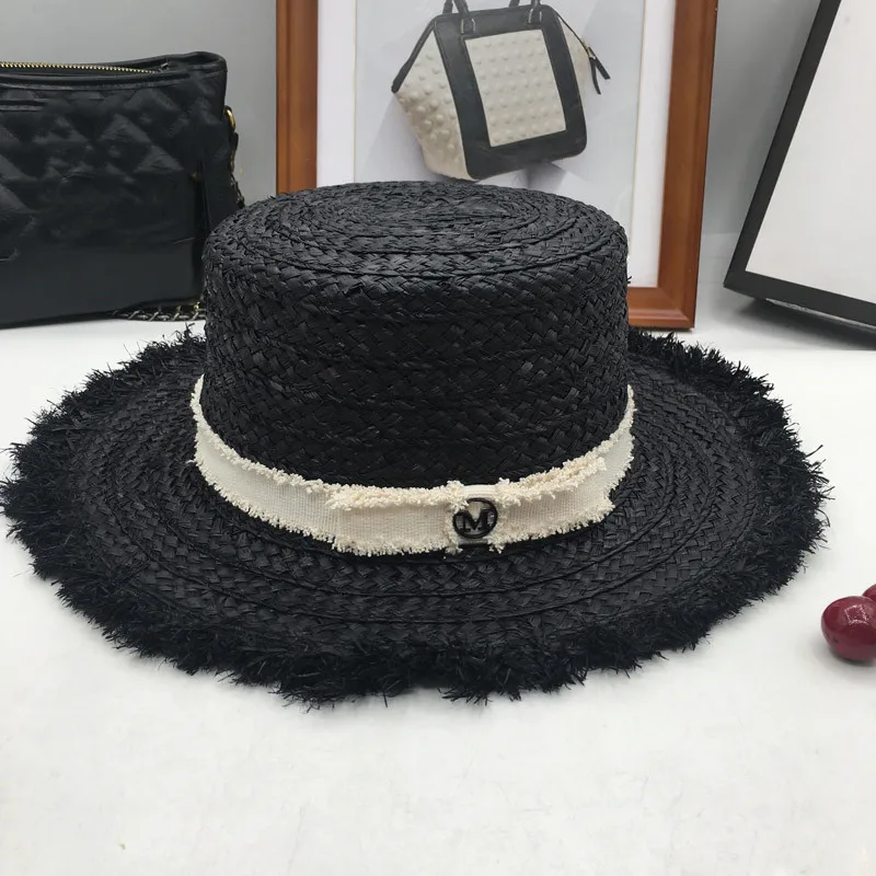 Новые европейские и короткие поля lafite grass tassel плоская шляпа с ...