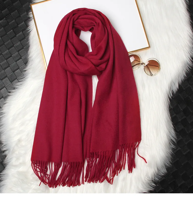 CSYM20070 Новая мода осень и зима женский толстый сплошной цвет Кашемир шаль женский двойного назначения шерсть шарф
