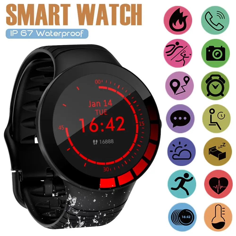 

Full Touch Screen Waterproof Smart Watch Sports Tracker Fitnes Smart Bracelet Blood Pressure Heart Rate Monitor
