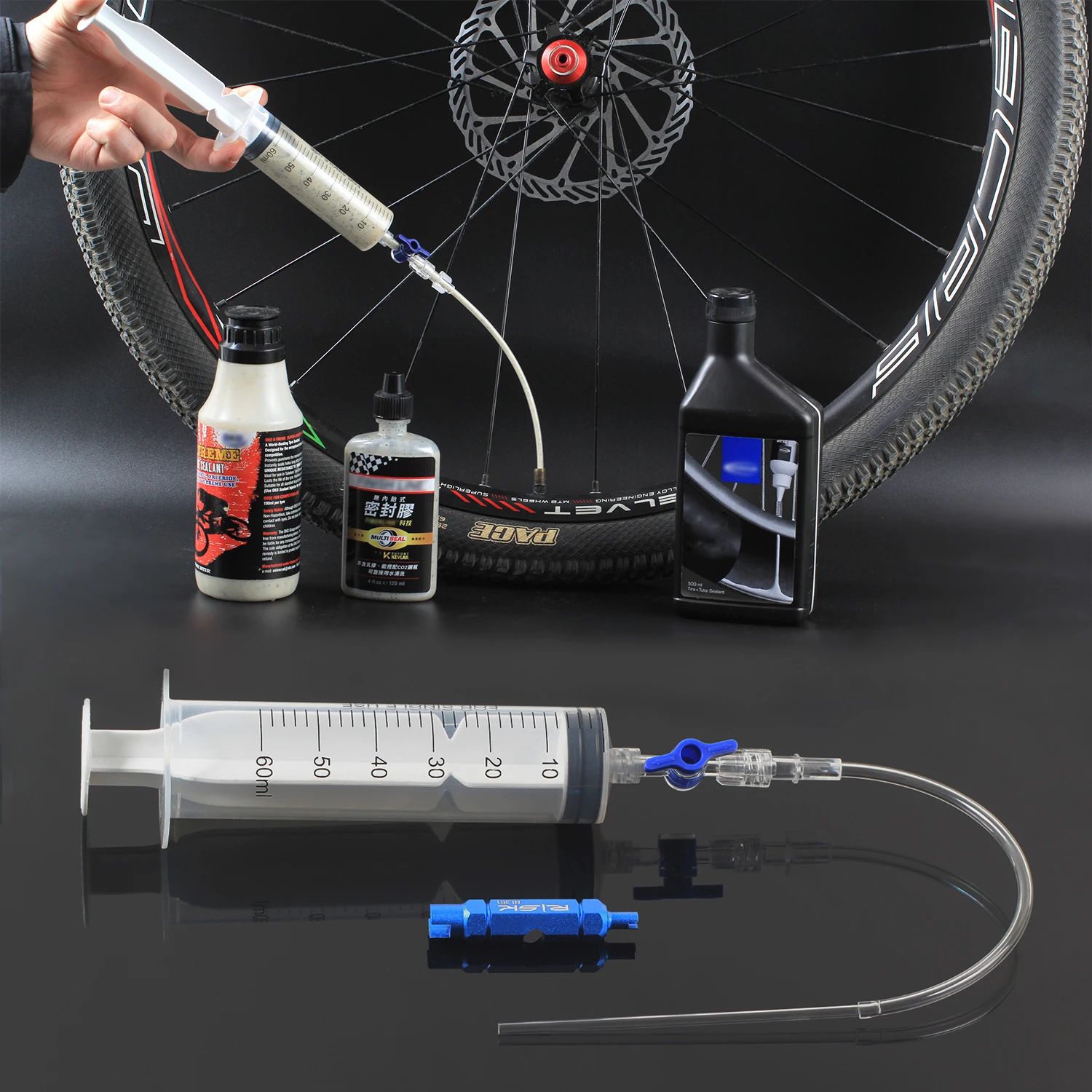 RISK RL225 Cycling Bike Bicycle Tubeless Tyre Sealant Injector