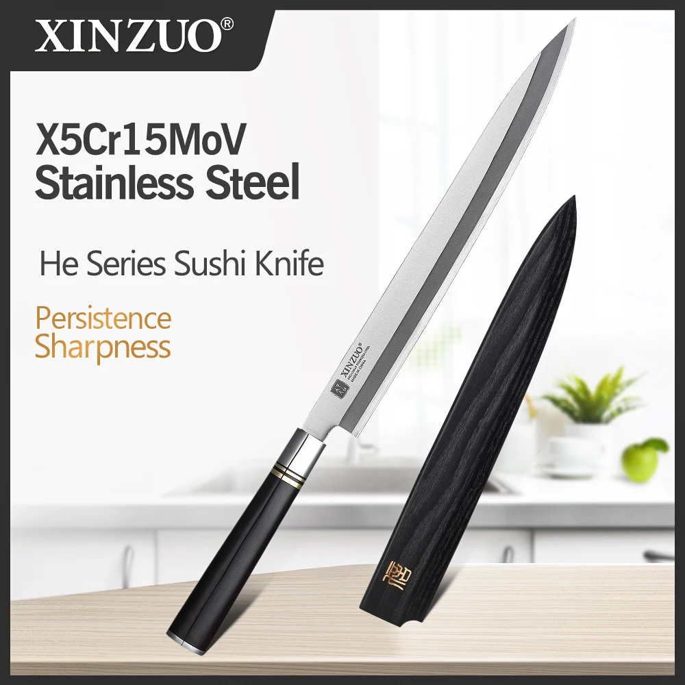 XINZUO 240/270/300 мм филе Ножи с ножнами X5Cr15MoV Сталь Кухня ножи японские сашими суши нож