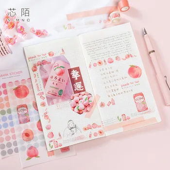 

6 Pcs/set Kawaii Pink Fruit Style Planner Book Stickers Box Blank Book Replacement DIY Decorative Stickers for Girls
