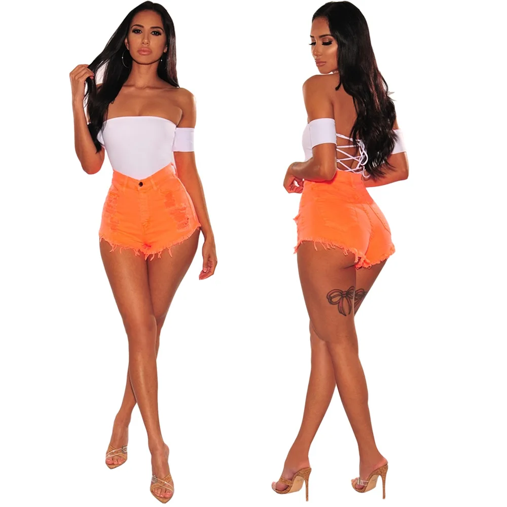 

Summer New Personality Skinny Pants For Women High-Waist Plus Size Jeans Casual Washed Old Women'S Denim Shorts Washed Xl