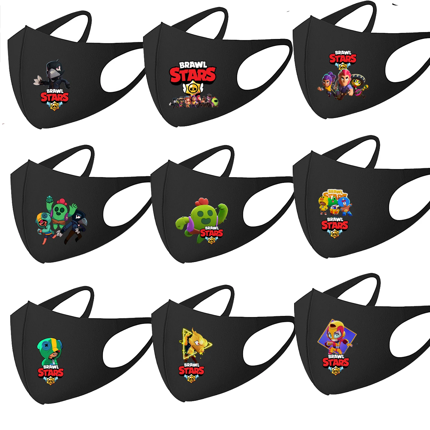 Máscaras de adulto de algodón para niños, mascarilla facial de Brawls Stars, con estampado de juego de Anime, Spike, Leon, Crow, a prueba de polvo, Cosplay